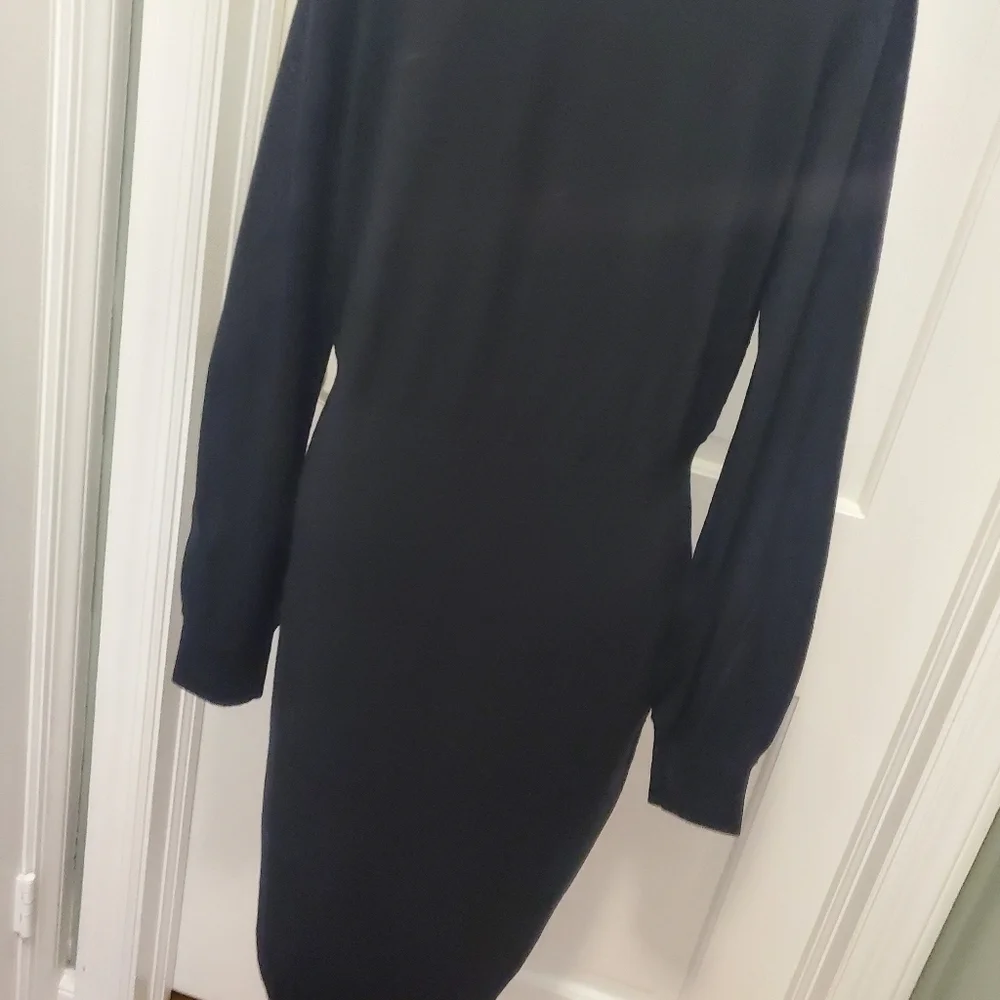 J. Crew Black Merino Wool Blend Sweater Dress Size Large, Business Classic